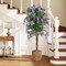 5.5 ft Artificial Wisteria Tree with Purple Flowers and Realistic Leaves Moss and Solid Wood Pot